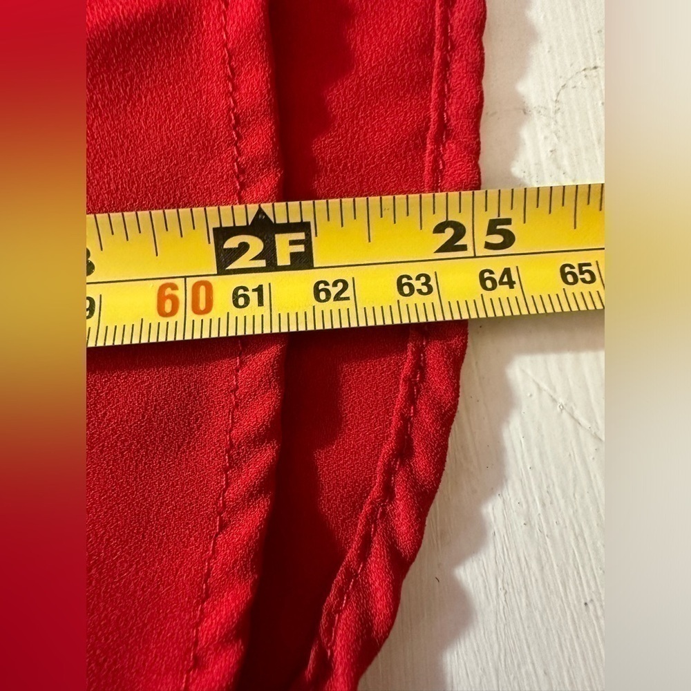 Mango Shirt Womens M Button Up Roll Tab Sleeve Red Gold Accents Light Office - Picture 11 of 11